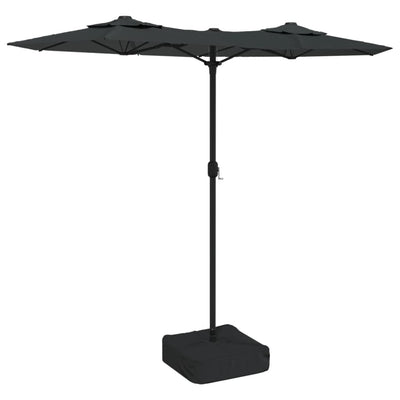 parasol m. dobbelt parasoldug 316x145 cm antracitgrå