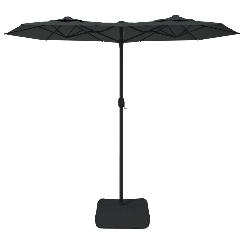 parasol m. dobbelt parasoldug 316x145 cm antracitgrå