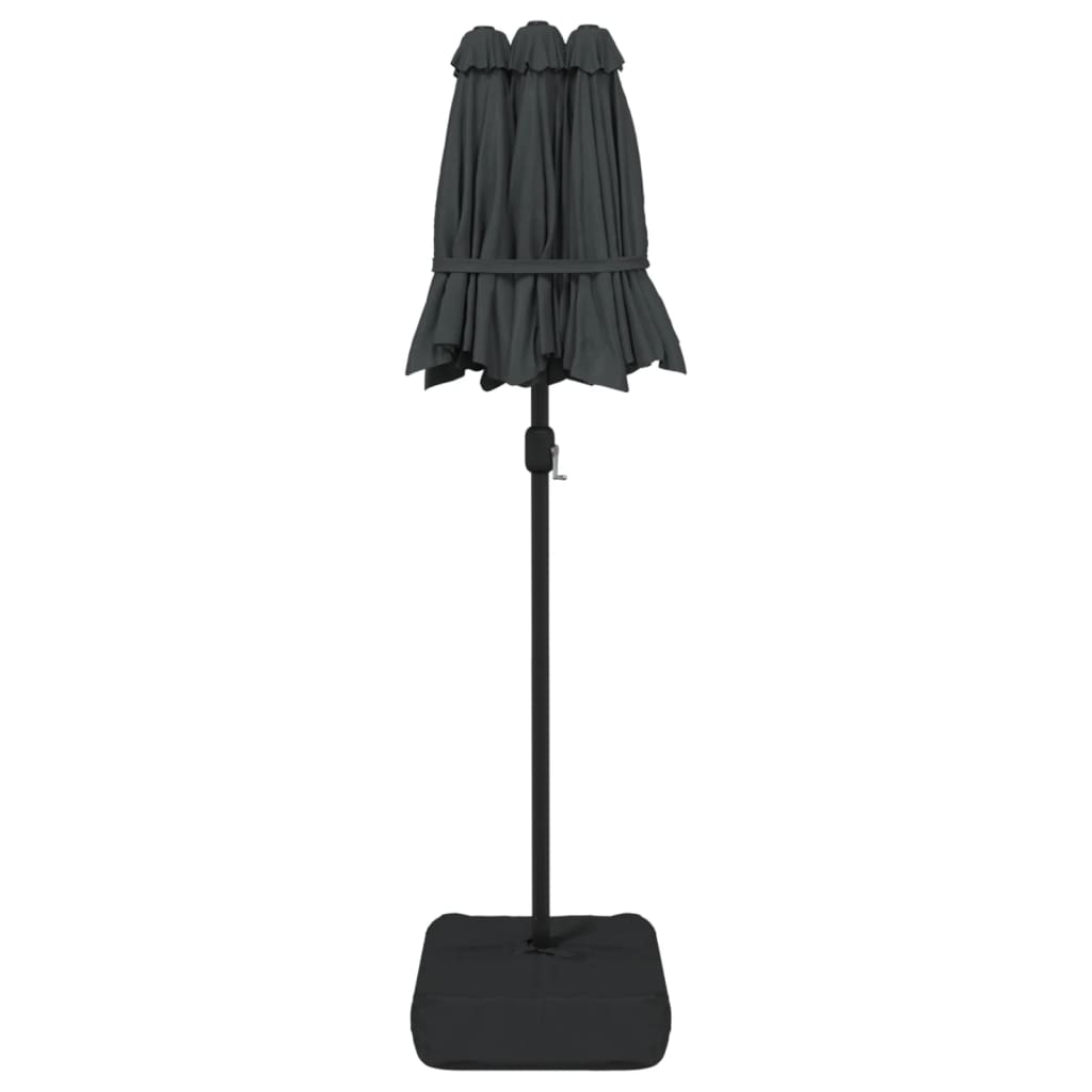 parasol m. dobbelt parasoldug 316x145 cm antracitgrå