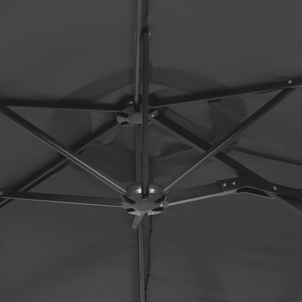 parasol m. dobbelt parasoldug 316x145 cm antracitgrå