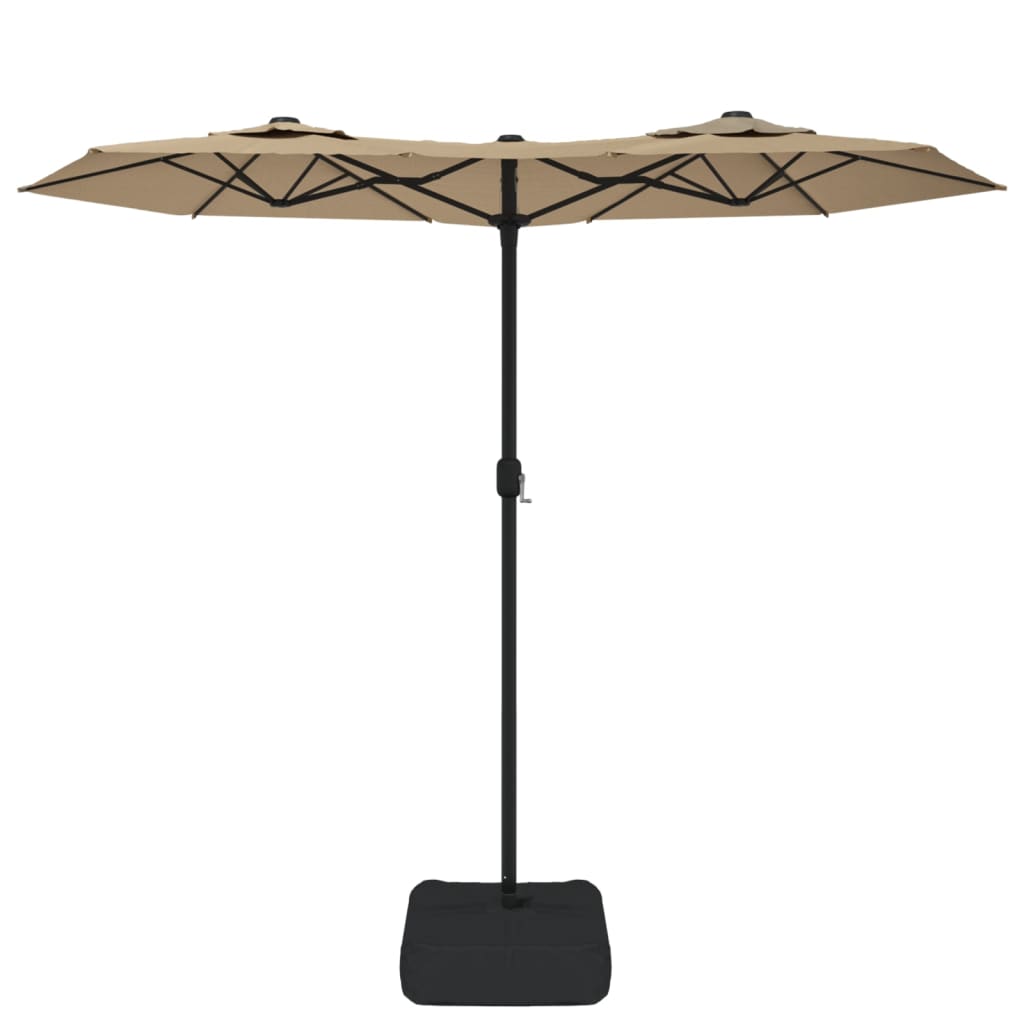 parasol m. dobbelt parasoldug 316x145 cm gråbrun