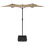 parasol m. dobbelt parasoldug 316x145 cm gråbrun