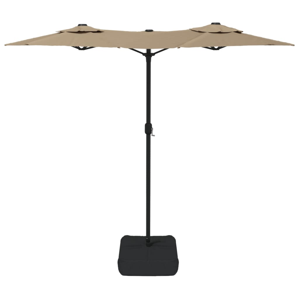 parasol m. dobbelt parasoldug 316x145 cm gråbrun