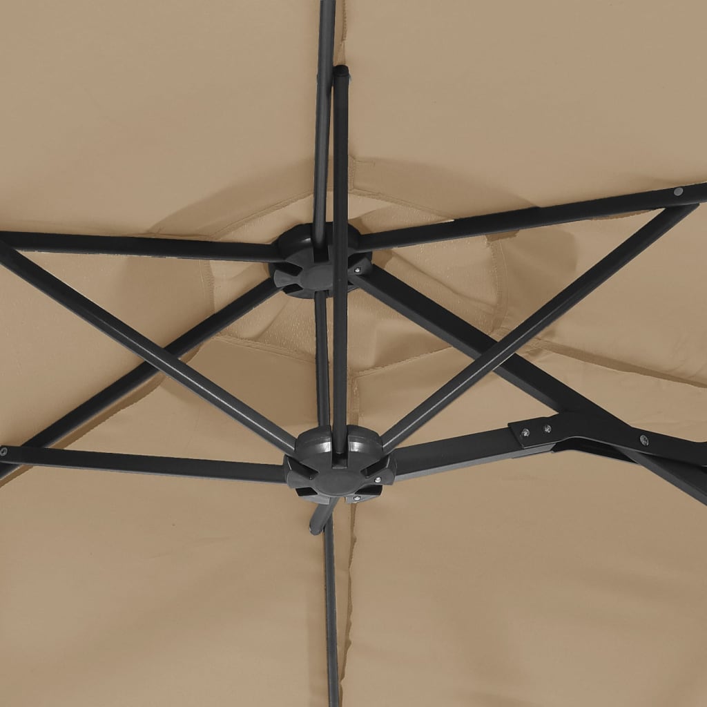 parasol m. dobbelt parasoldug 316x145 cm gråbrun