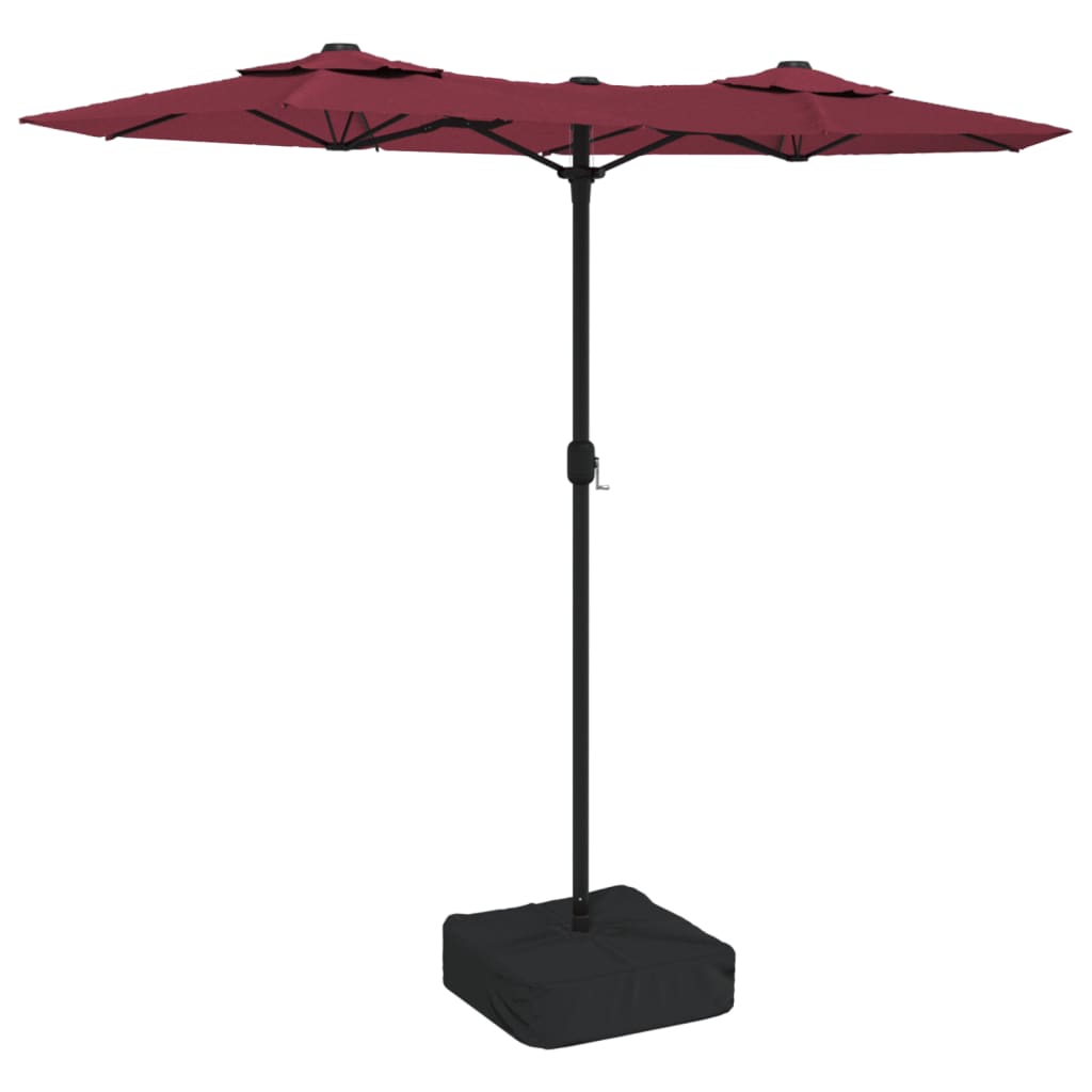 parasol m. dobbelt parasoldug 316x145 cm bordeauxrød