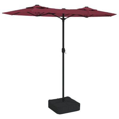 parasol m. dobbelt parasoldug 316x145 cm bordeauxrød