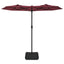 parasol m. dobbelt parasoldug 316x145 cm bordeauxrød