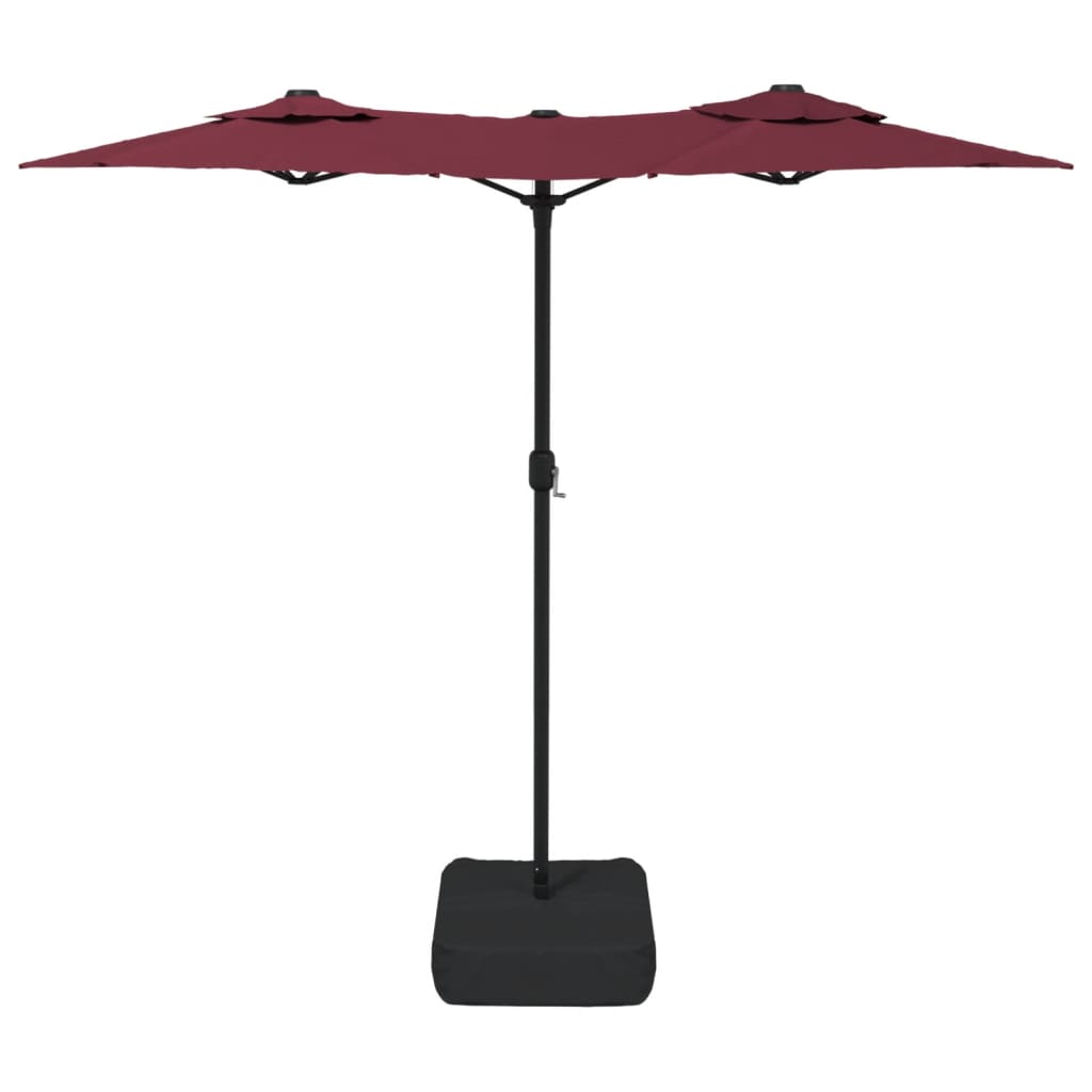 parasol m. dobbelt parasoldug 316x145 cm bordeauxrød