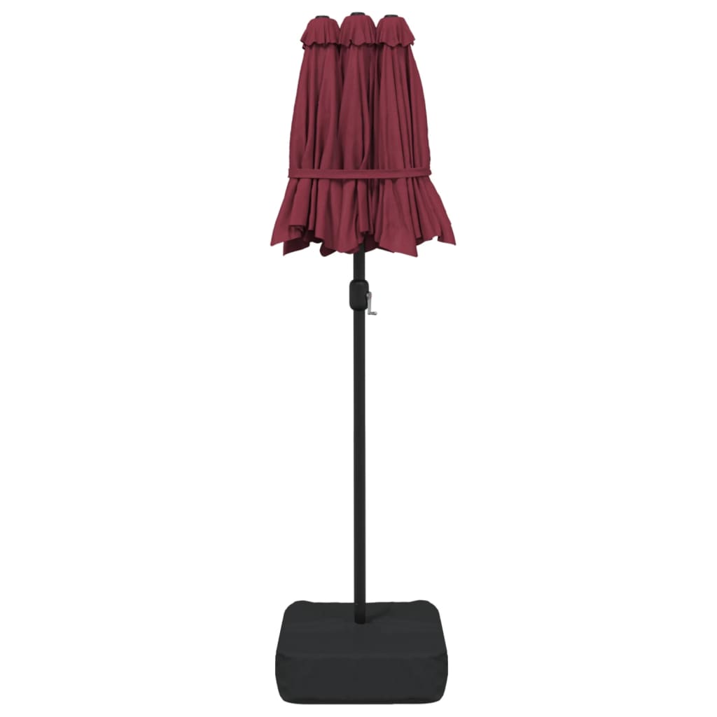 parasol m. dobbelt parasoldug 316x145 cm bordeauxrød