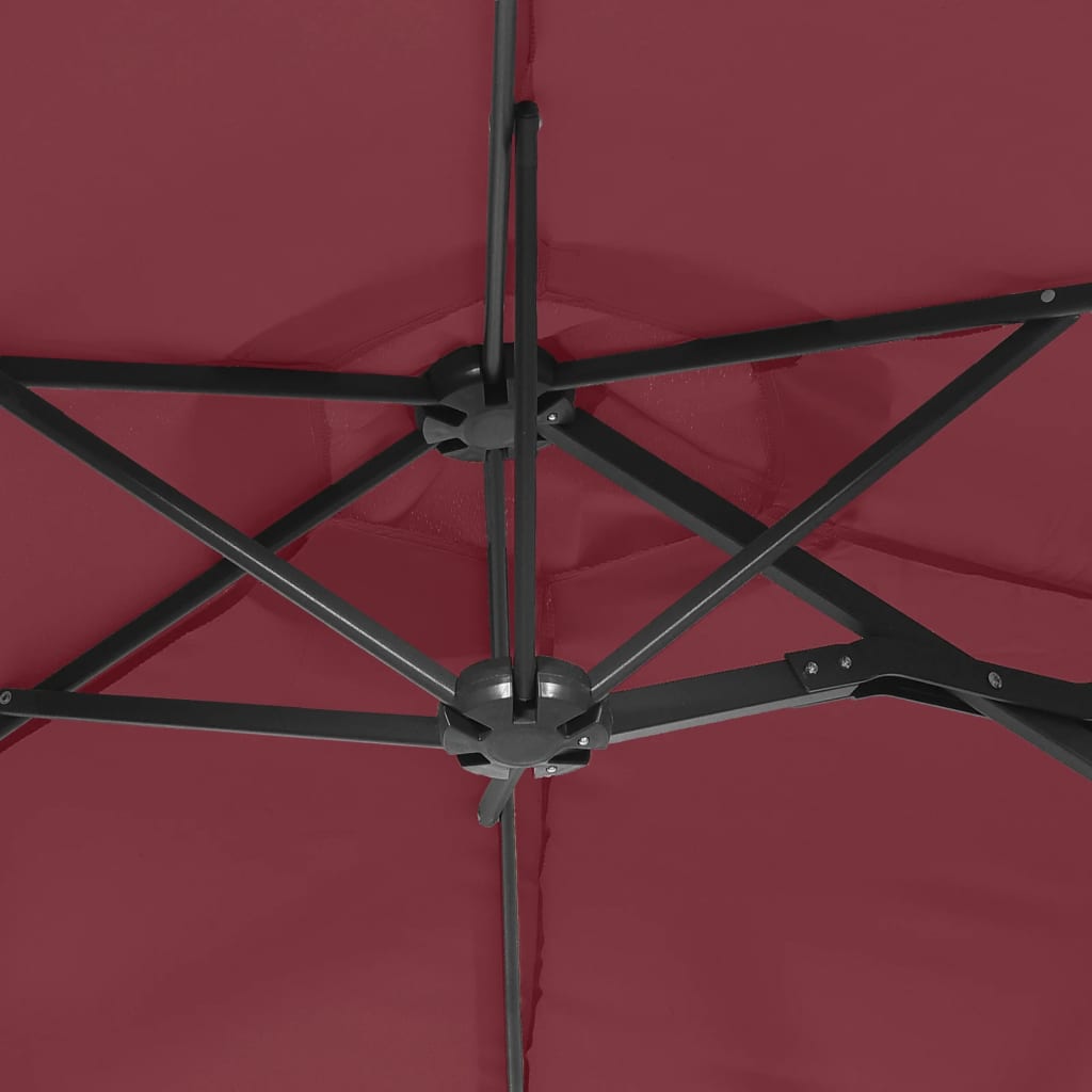 parasol m. dobbelt parasoldug 316x145 cm bordeauxrød