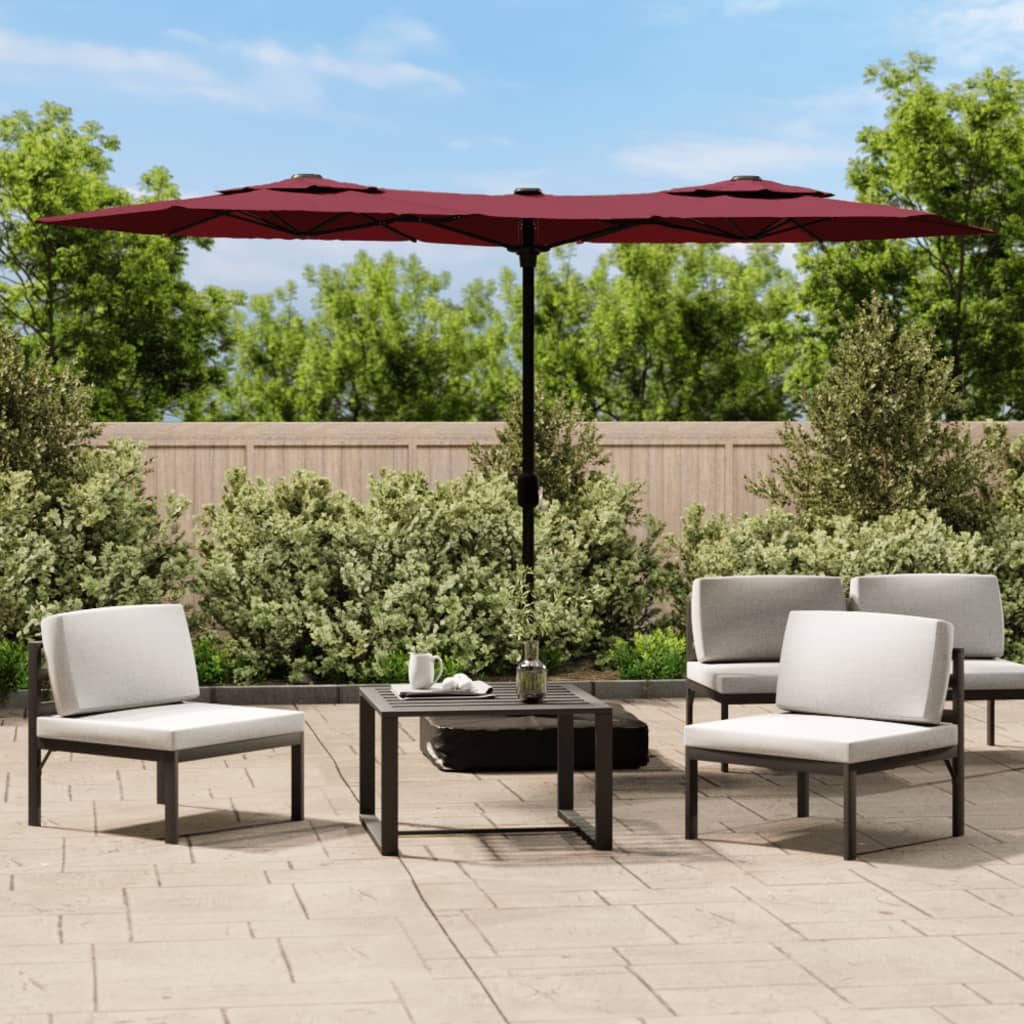 parasol m. dobbelt parasoldug 316x145 cm bordeauxrød