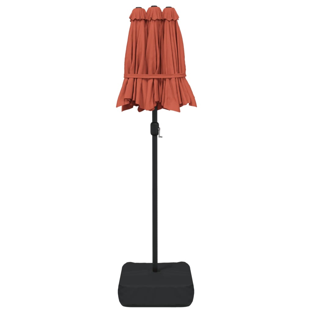 parasol m. dobbelt parasoldug 316x145 cm terrakotta