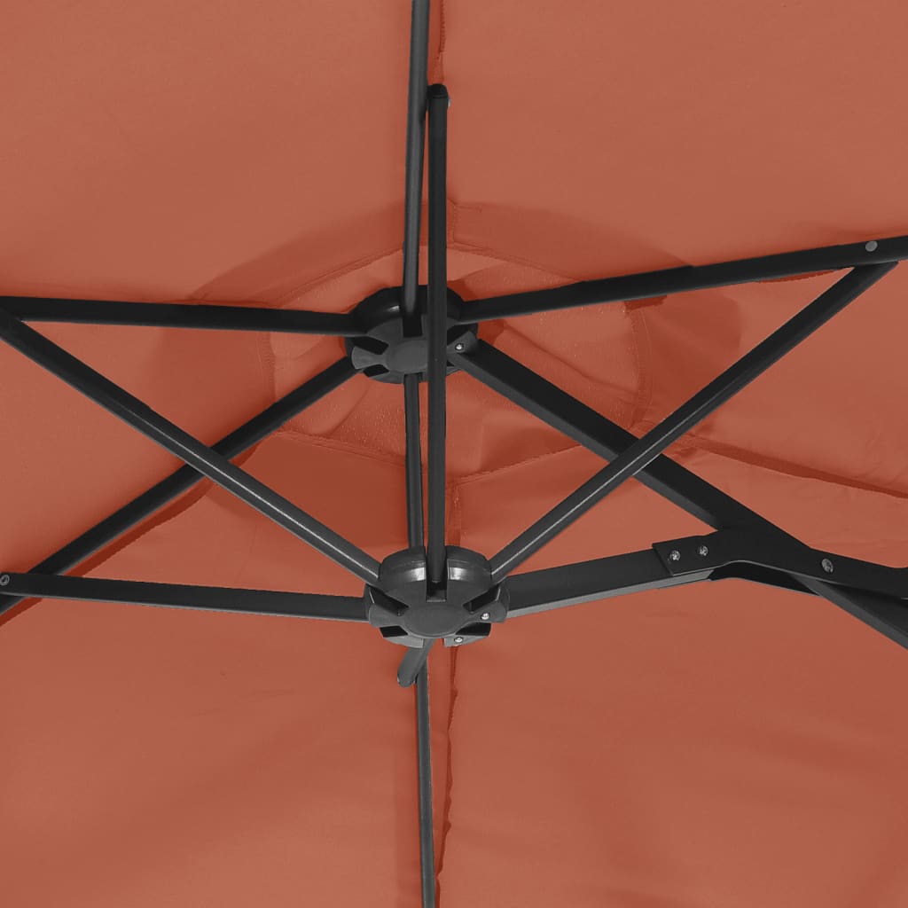 parasol m. dobbelt parasoldug 316x145 cm terrakotta