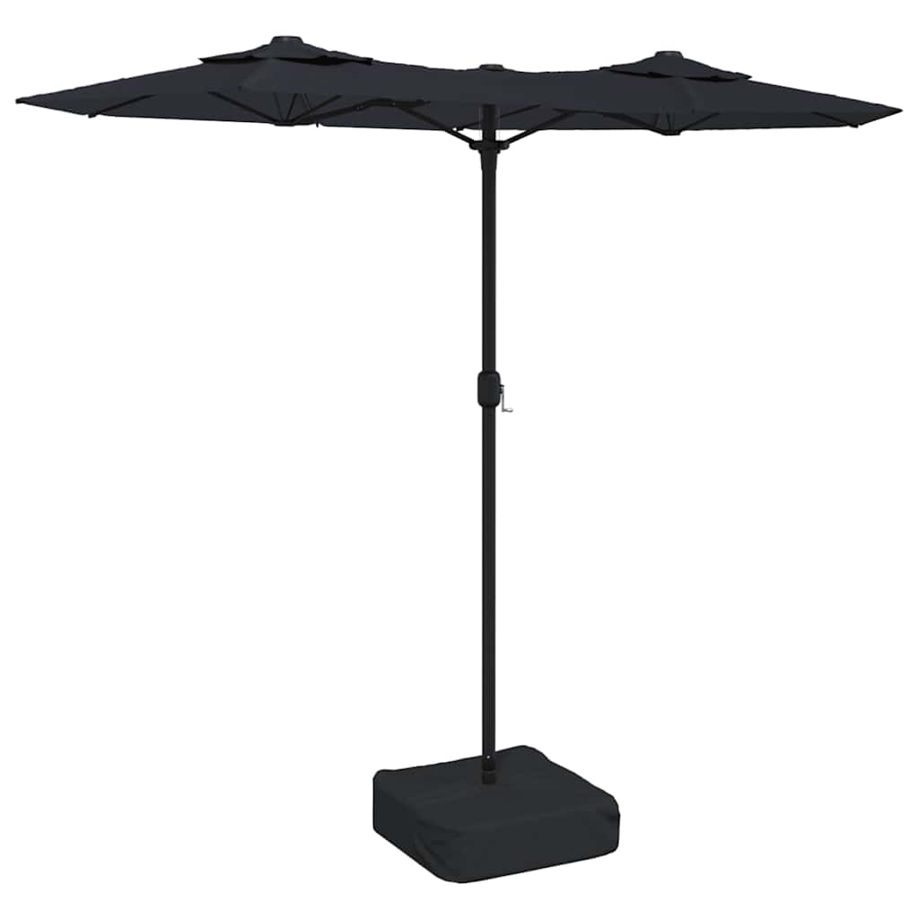 parasol m. dobbelt parasoldug 316x145 cm sort