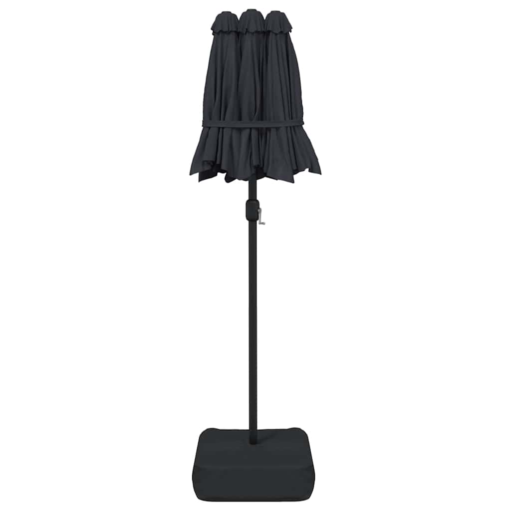 parasol m. dobbelt parasoldug 316x145 cm sort