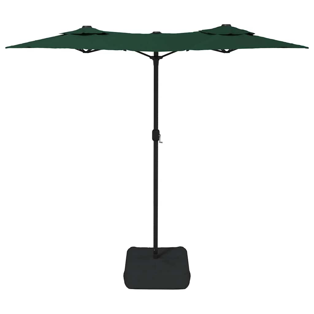 parasol med dobbelt parasoldug og LED-lys 316x145 cm grøn
