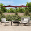parasol m. dobbelt parasoldug og LED-lys 316x145 cm bordeauxrød