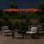 parasol m. dobbelt parasoldug og LED-lys 316x145 cm terrakotta