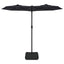 parasol med dobbelt parasoldug og LED-lys 316x145 cm sort