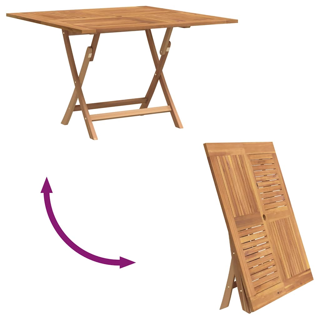 foldbart havebord 110x110x75 cm massivt teaktræ