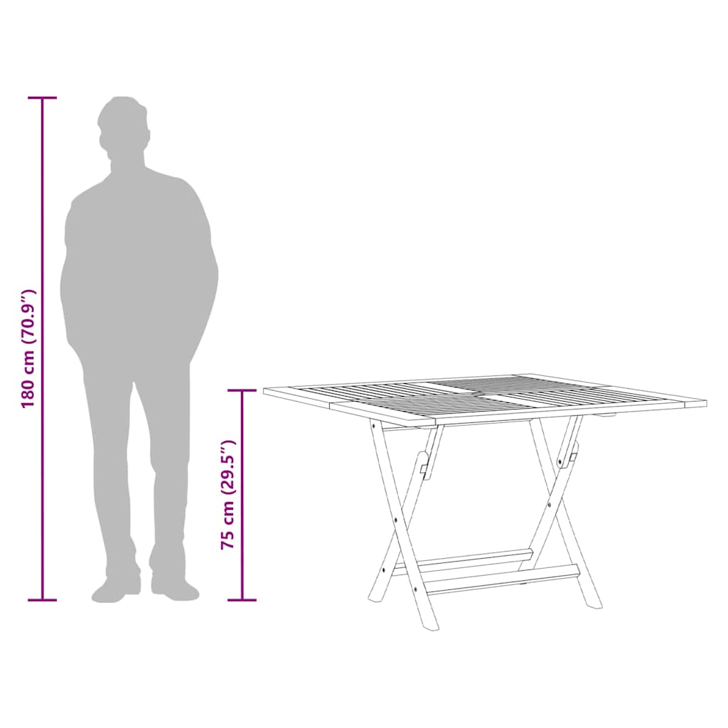 foldbart havebord Ø 110x75 cm massivt teaktræ