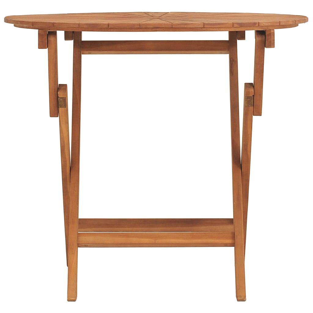 foldbart havebord Ø 85x75 cm massivt teaktræ