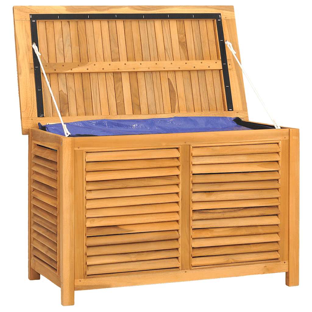 opbevaringsboks til haven med pose 90x50x58 cm massivt teaktræ