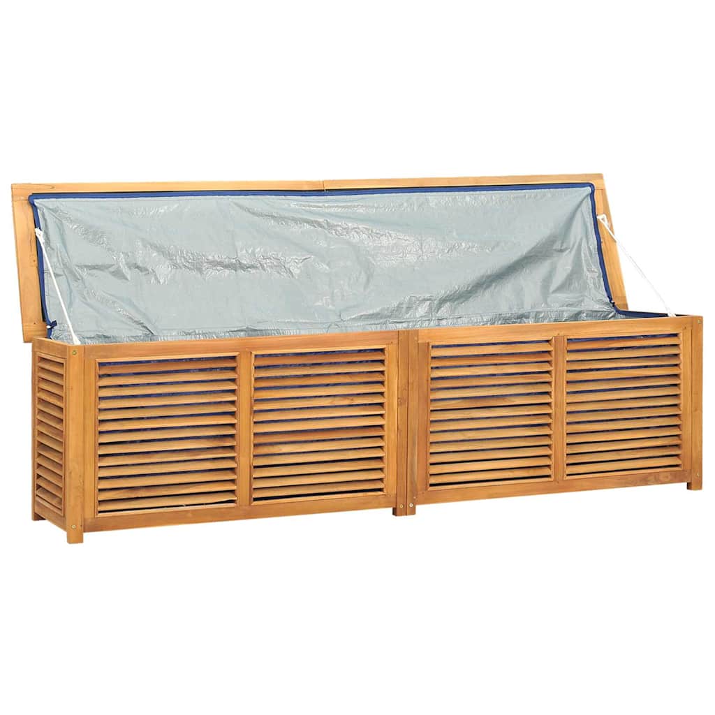 opbevaringsboks til haven med pose 200x50x55 cm massivt teaktræ
