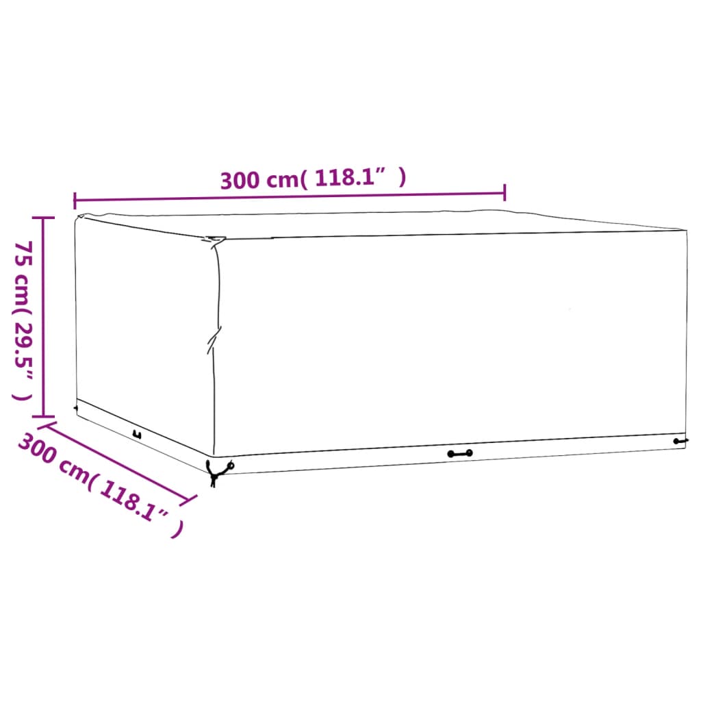 havemøbelovertræk 300x300x75 cm 16 øjer firkantet