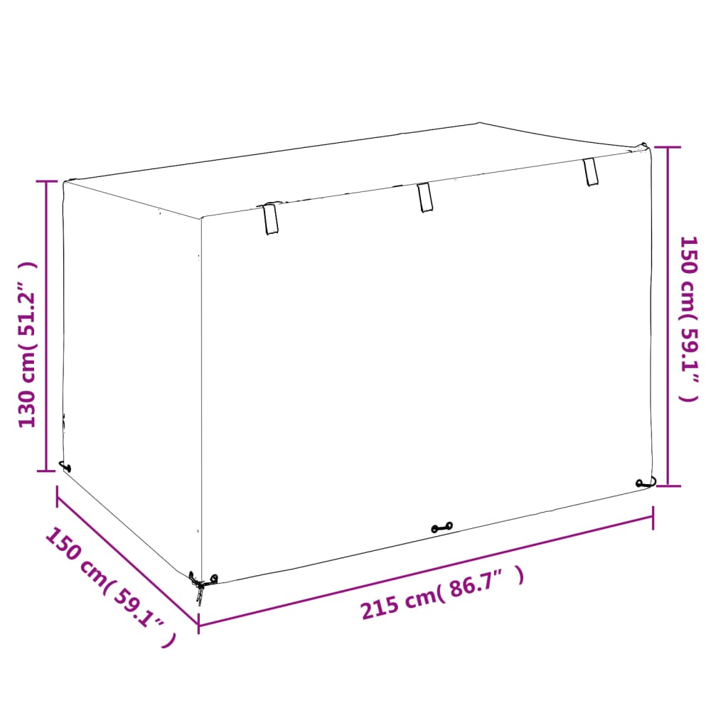overtræk til gyngebænk 215x150x130/150 cm 12 øjer polyethylen