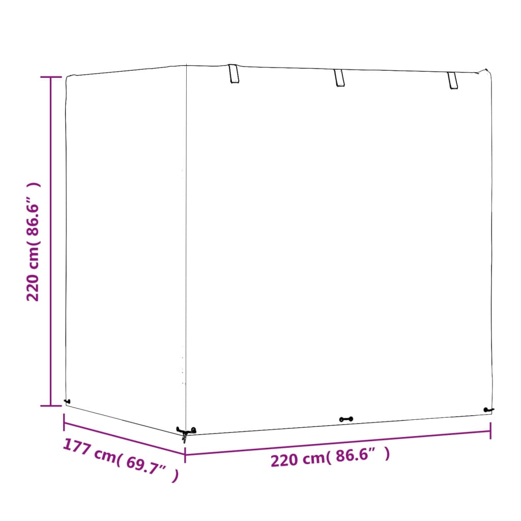 overtræk til gyngebænk 220x177x220 cm 12 øjer polyethylen