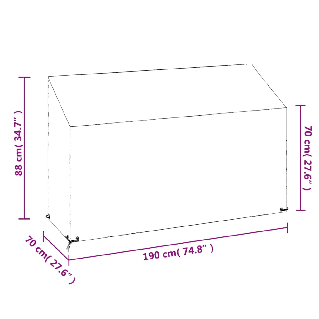 overtræk til havebænk 190x70x70/88 cm 8 øjer polyethylen