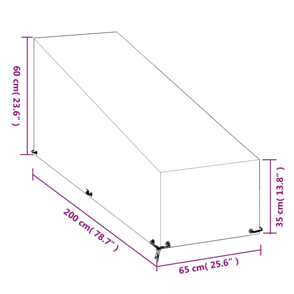 overtræk til liggestol 205x65x35/60 cm 12 øjer polyethylen