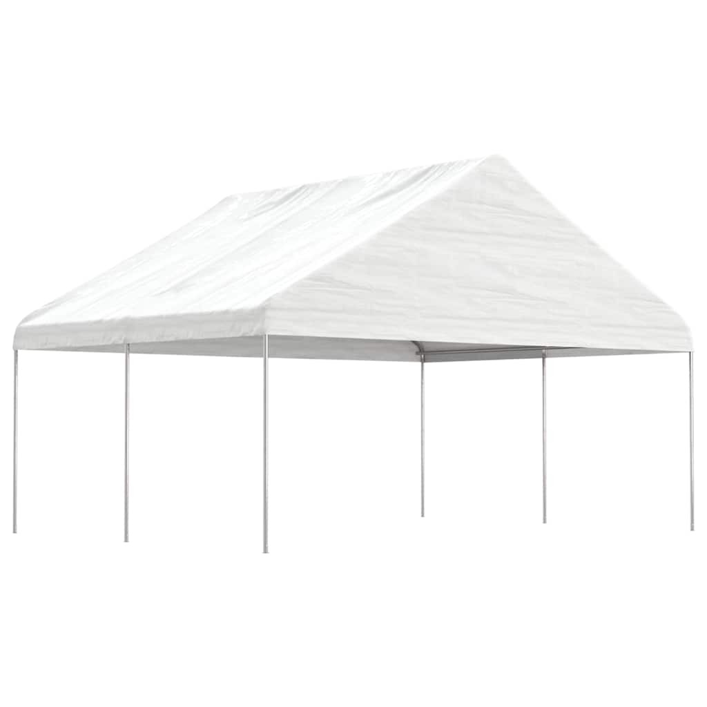 pavillon med tag 4,46x5,88x3,75 m polyethylen hvid
