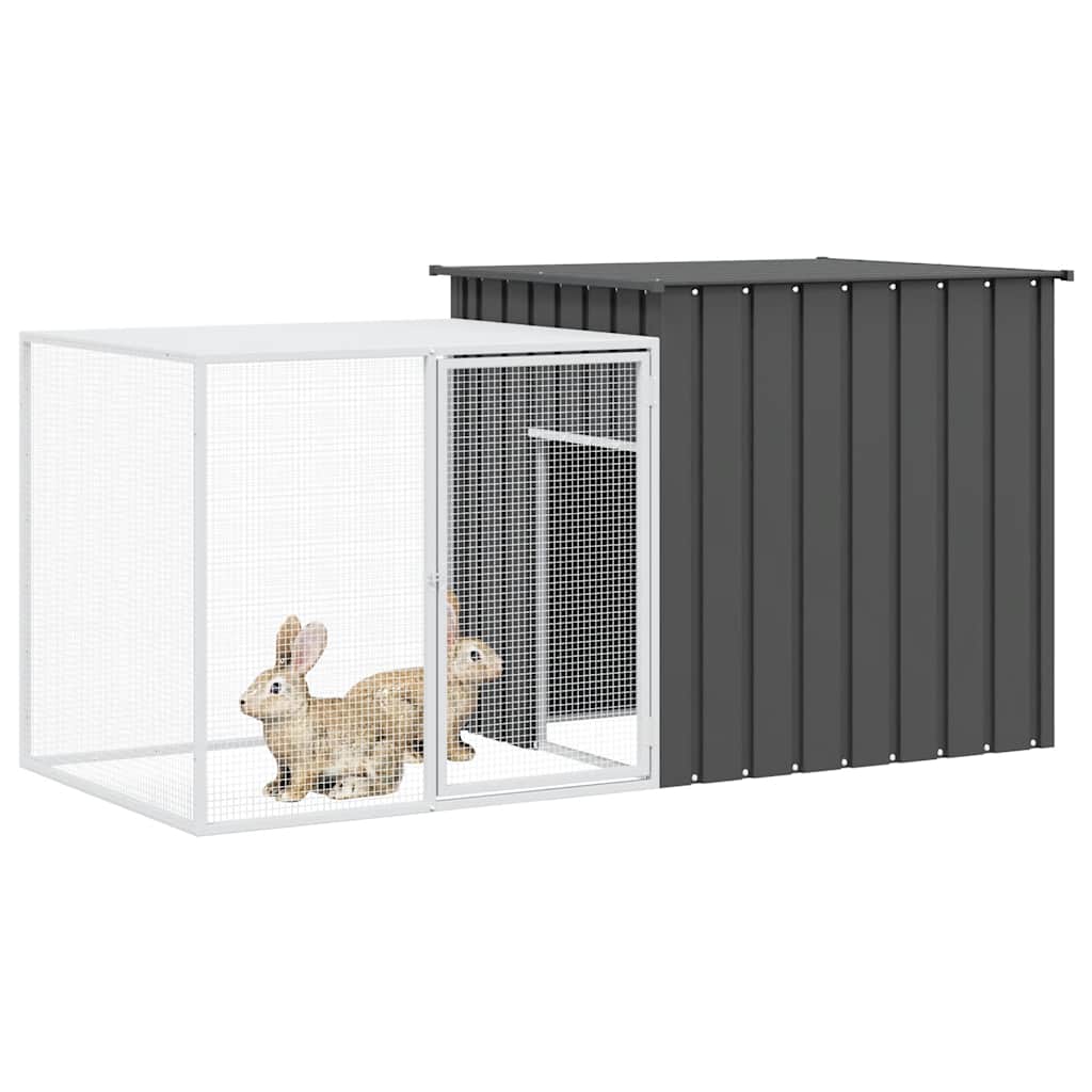 kaninbur 200x91x100 cm galvaniseret stål antracitgrå
