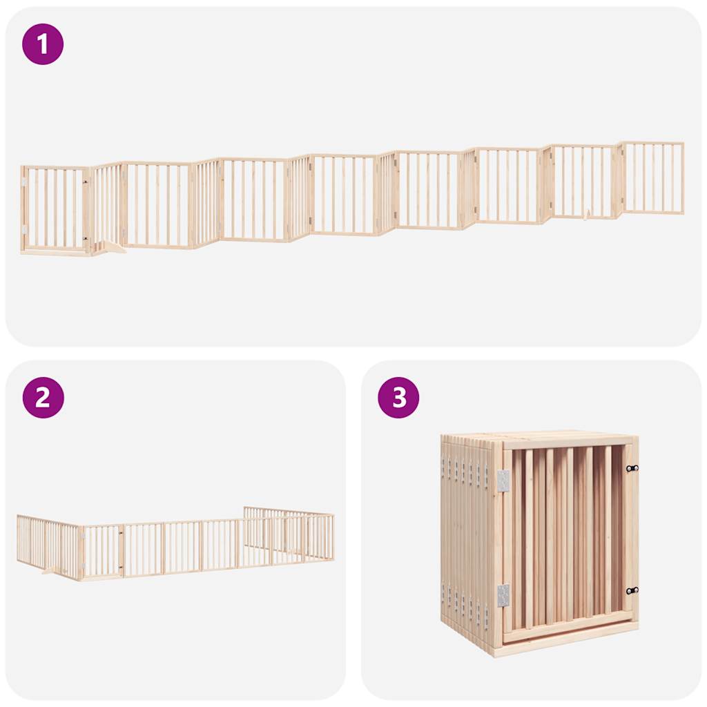 hundelåge med dør 12 paneler 750 cm foldbar poppeltræ