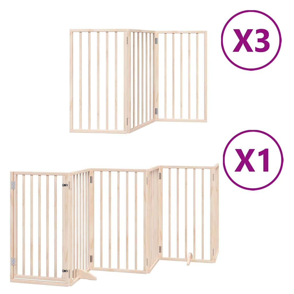 hundelåge med dør 12 paneler 750 cm foldbar poppeltræ