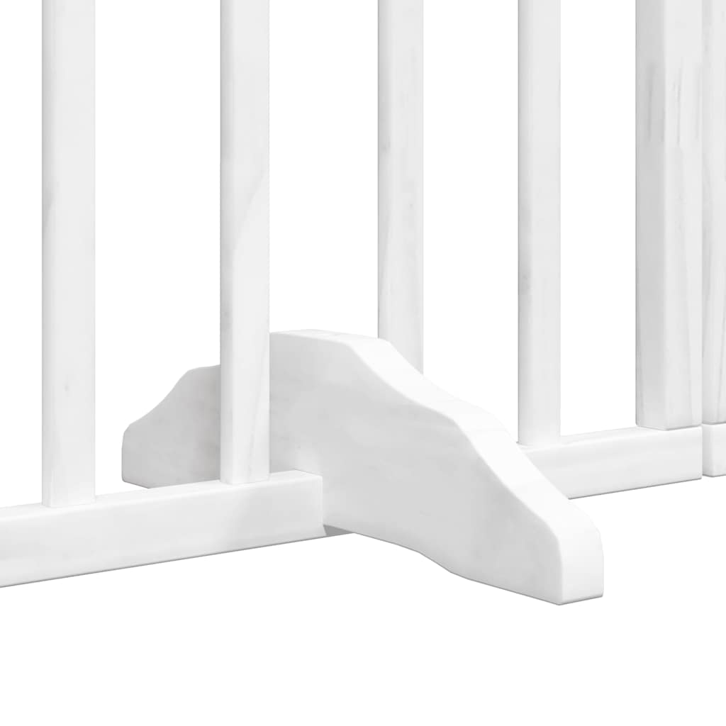 hundelåge med dør 9 paneler 450 cm foldbar poppeltræ hvid