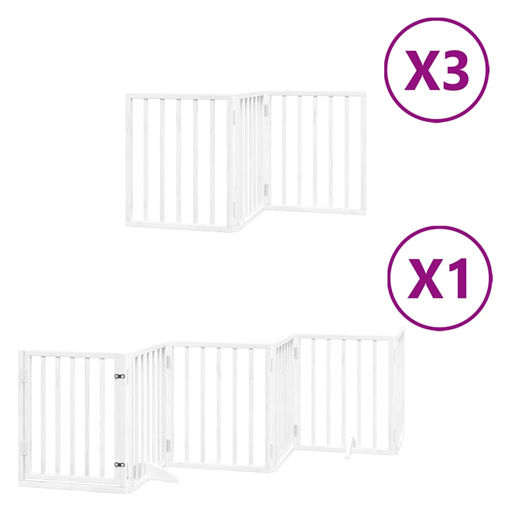 hundelåge med dør 15 paneler 750 cm foldbar poppeltræ hvid