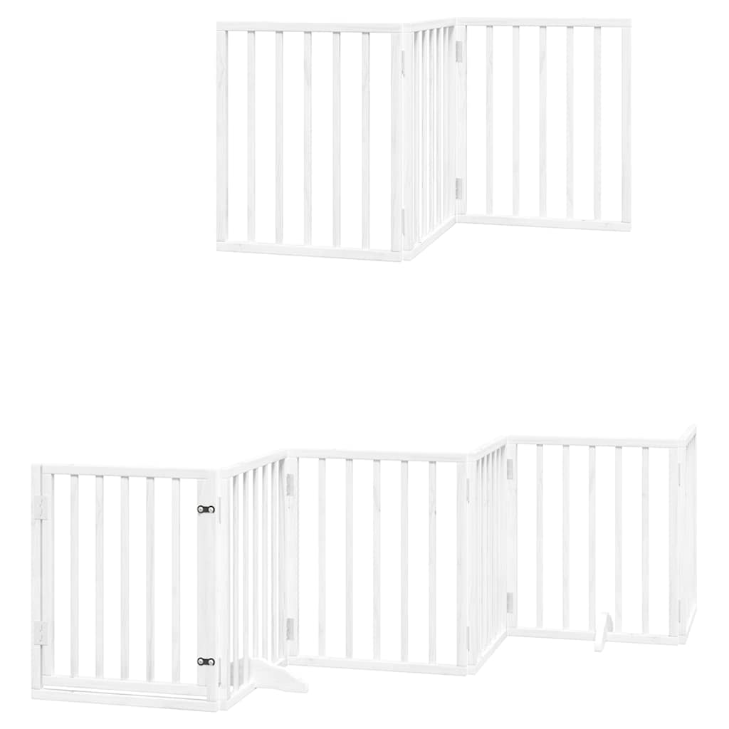 hundelåge med dør 15 paneler 750 cm foldbar poppeltræ hvid