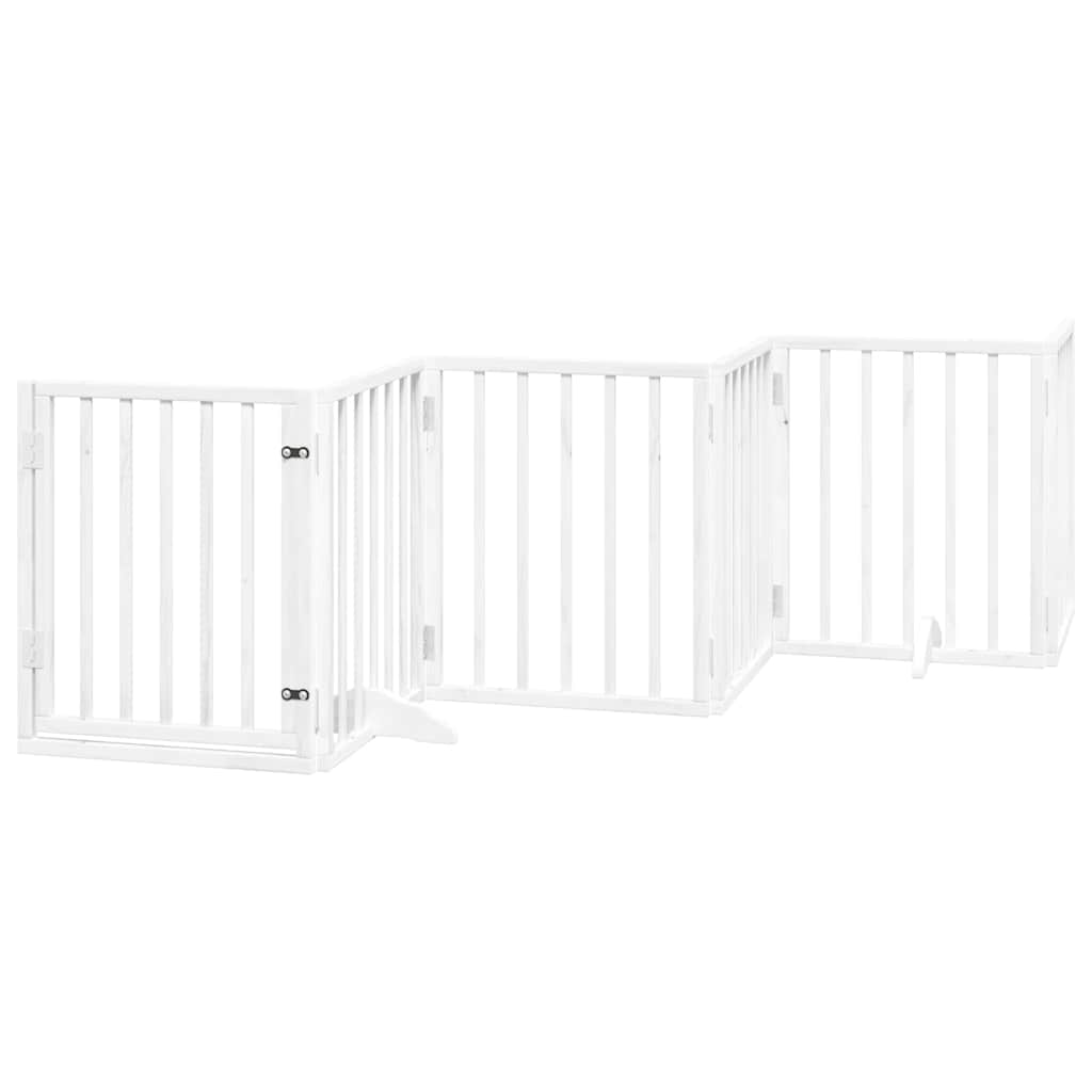 hundelåge med dør 15 paneler 750 cm foldbar poppeltræ hvid