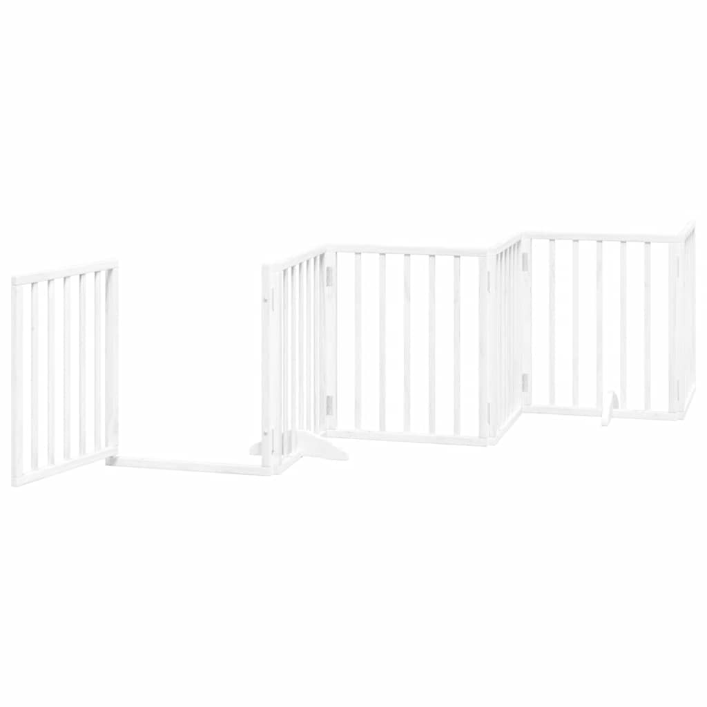hundelåge med dør 15 paneler 750 cm foldbar poppeltræ hvid