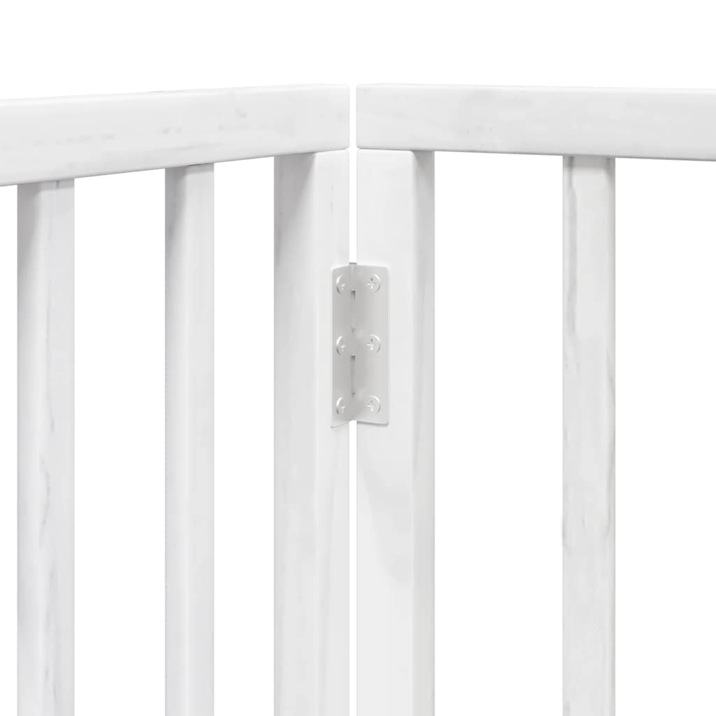 hundelåge med dør 15 paneler 750 cm foldbar poppeltræ hvid