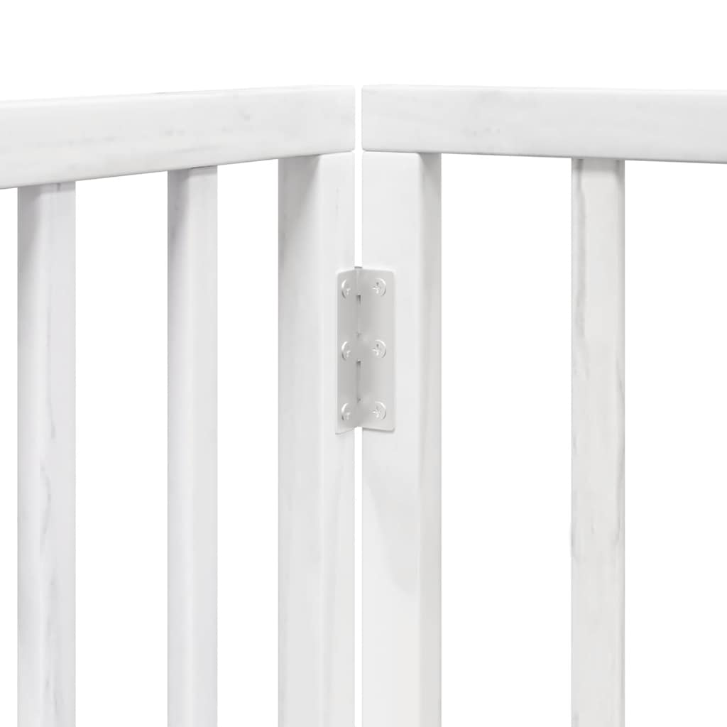 hundelåge med dør 9 paneler 450 cm foldbar poppeltræ hvid
