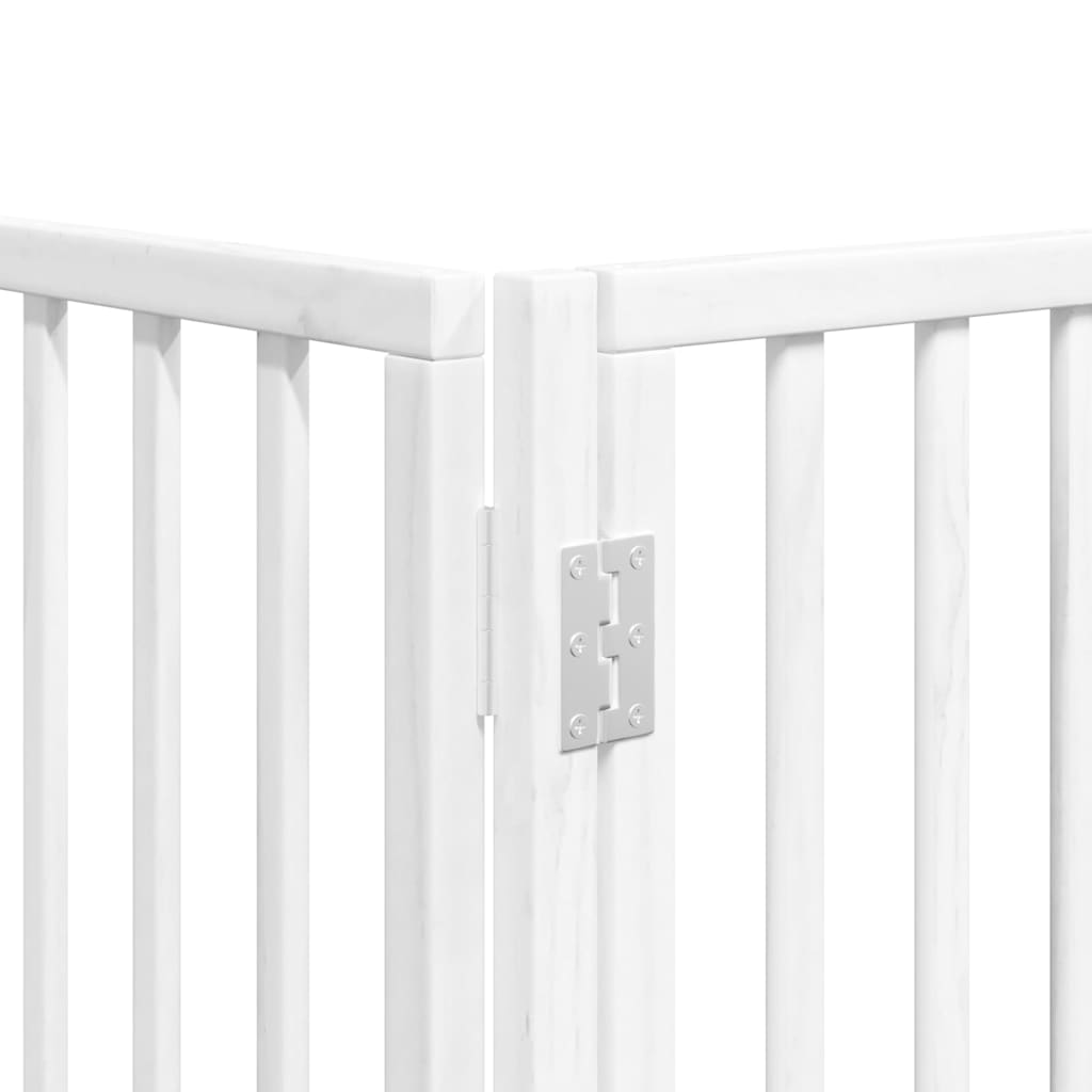 hundelåge med dør 12 paneler 600 cm foldbar poppeltræ hvid