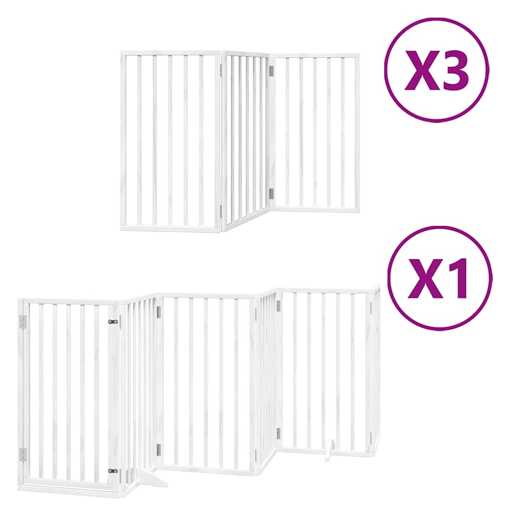 hundelåge med dør 15 paneler 750 cm foldbar poppeltræ hvid