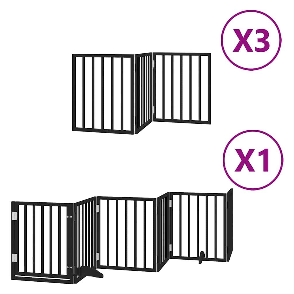 hundelåge med dør 15 paneler 750 cm foldbar poppeltræ sort