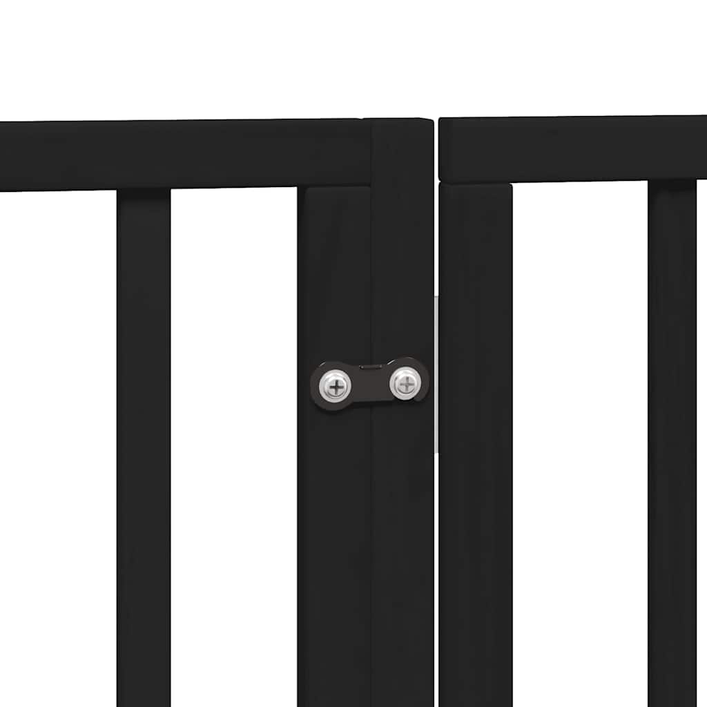 hundelåge med dør 15 paneler 750 cm foldbar poppeltræ sort