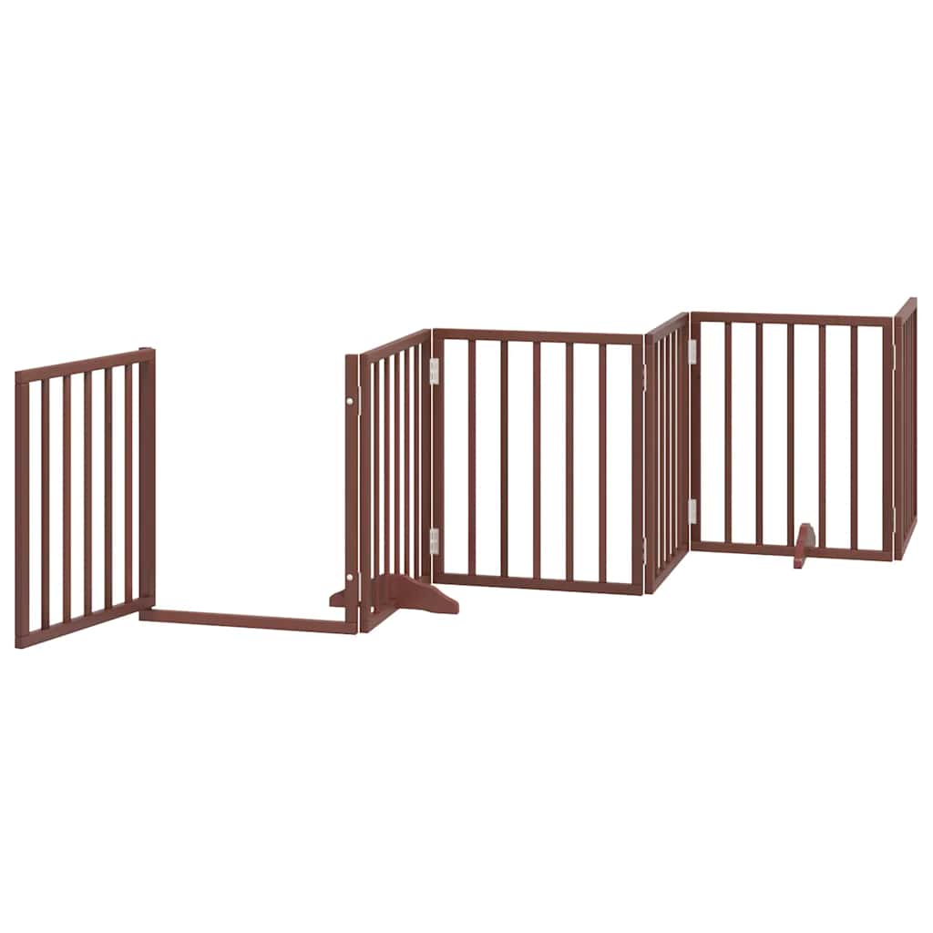 hundelåge med dør 12 paneler 600 cm foldbar poppeltræ brun