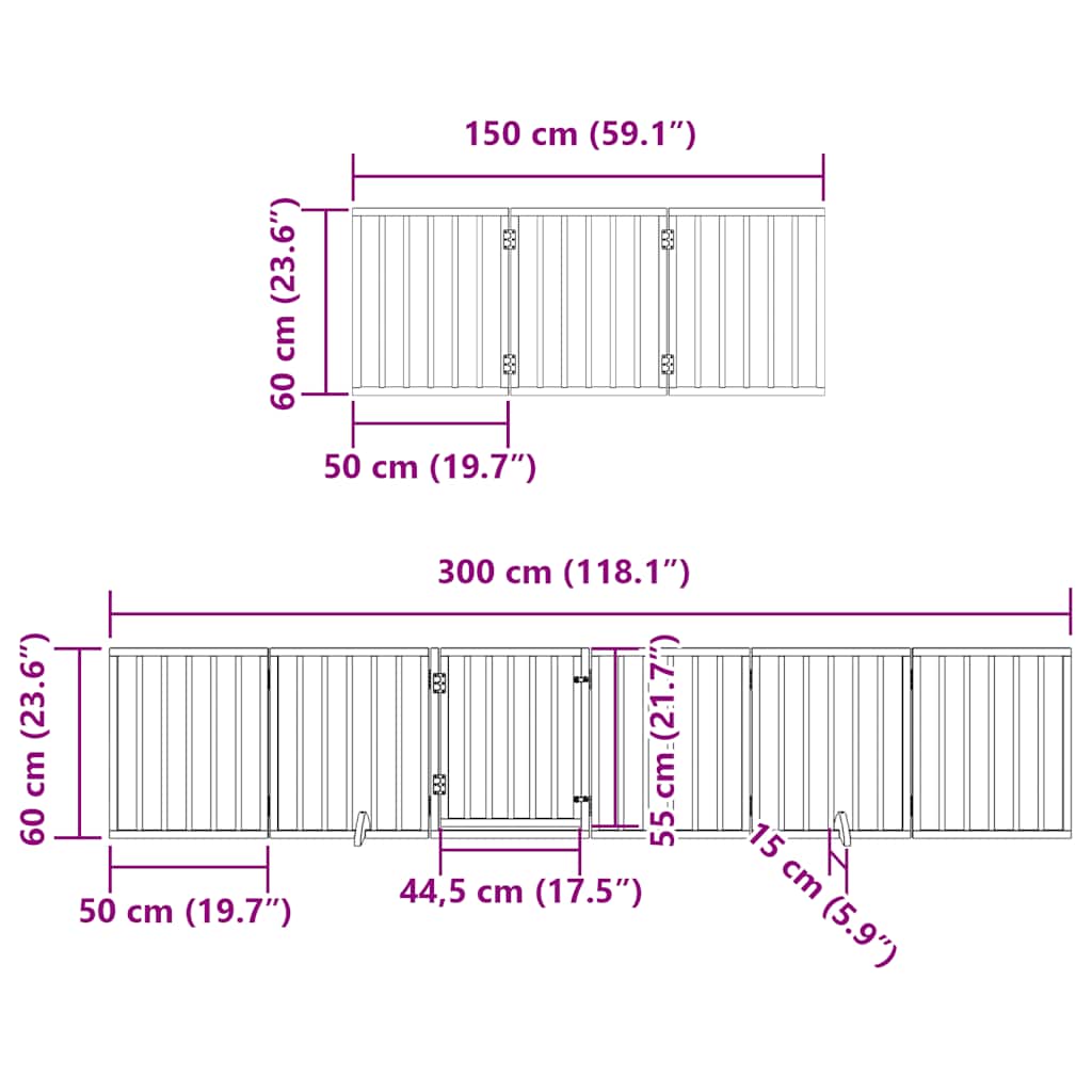 hundelåge med dør 12 paneler 600 cm foldbar poppeltræ brun